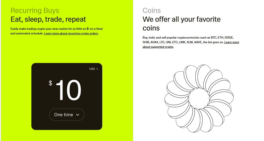 Robinhood Recurring Trades and Coin Options Overview