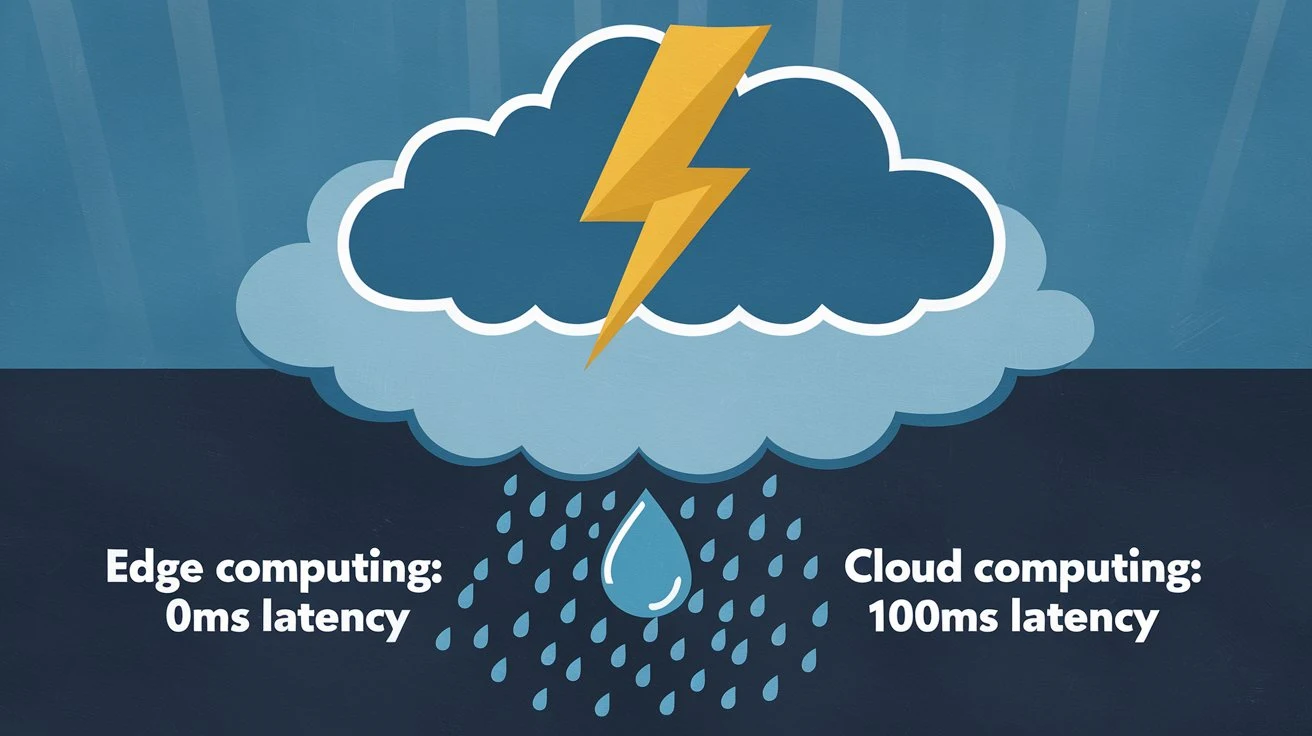 Illustration depicting latency differences between cloud and edge computing