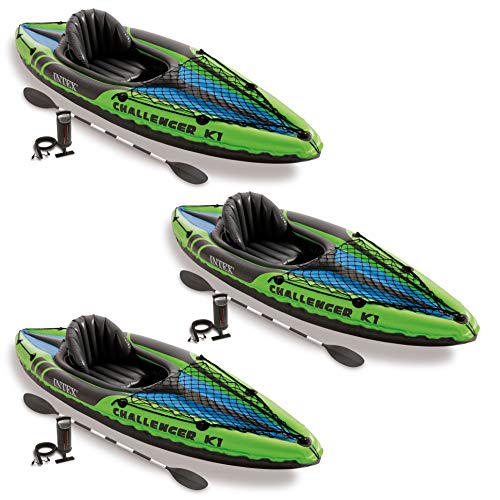 Intex Challenger K1 1 Person Inflatable Sporty Kayak with a ...