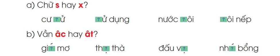 BÀI 17: CHỊ NGÃ EM NÂNGChia sẻSử dụng các mẫu câu Ai làm gì? Ai thế nào? hỏi đáp theo tranhGiải nhanh:Tranh 1: Anh làm gì? Anh thế nào? - Anh chơi trống cùng em gái. Anh rất hiền lành và yêu emTranh 2: Em bé làm gì? Em bé như thế nào? - Em bé đang tưới cây giúp mẹ. Em bé rất ngoan ngoãn và chăm chỉTranh 3: Anh làm gì? Anh như thế nào? - Anh dắt em đi. Anh rất quan tâm đến em BÀI ĐỌC 1: TIẾNG VÕNG KÊUĐọc hiểuCâu 1: Tiếng võng kêu cho biết bạn nhỏ trong bài thơ đang làm gì?Trả lời:Tiếng võng kêu cho biết bạn nhỏ trong bài thơ đang ngủCâu 2: Tìm những hình ảnh cho thấy bé Giang đang ngủ rất đáng yêu?Trả lời:Hình ảnh cho thấy bé Giang đang ngủ rất đáng yêu là: tóc bay phất phơ, vương vương nụ cười.Câu 3: Bạn nhỏ nói gì với em bé trong hai khổ thơ cuối?Trả lời:Bạn nhỏ nói với em bé: “Em ơi cứ ngủ đi. Tay anh đưa đều”.Luyện tâpCâu 1: Tìm từ ngữ:a. Nói về hoạt động, việc làm tốt đối với anh chị emb. Nói về tình cảm anh emGiải nhanh:a. Giúp đỡ, nhường nhịn, nâng đỡ, chăm sóc, quan tâm…b. Yêu thương, quý mến, quý trọng, kính mến…Câu 2: Đặt câu với một từ tìm được ở bài tập 1Giải nhanh:Anh em trong gia đình phải yêu thương nhauAnh chị phải nhường nhịn cho em nhỏ.Bài viết 1Câu 1: Nghe - viết: Tiếng võng kêu (khổ thơ 3 và 4)Giải nhanh:Nghe - viếtCâu 2: Chọn chữ hoặc vần phù hợp với ô trống:Giải nhanh:a. xốp saoxab. nhấtgấc đấttất Câu 3: Chọn chữ hoặc vần phù hợp với ô trống:Giải nhanh:a. cư xử     sử dụng      nước sôi      xôi nếpb. giấc mơ   thật thà      đấu vật     nhấc bổngCâu 4: Tập viết (sgk)Giải nhanh:Tập viết BÀI ĐỌC 2: CÂU CHUYỆN BÓ ĐŨAĐọc hiểuCâu 1: Thấy các con không hòa thuận, người cha gọi họ đến, bảo họ làm gì?Trả lời:Thấy các con không hòa thuận, người cha gọi các con đến và bảo các con ai bẻ được bó đũa thì cha thưởng cho túi tiềnCâu 2: Vì sao không người con nào bẻ gãy được bó đũa? Chọn ý đúnga. Họ họ cầm cả bó đũa mà bẻb. Vì họ bẻ từng chiếc mộtc. Vì họ vẻ không đủ mạnhTrả lời:Không người con nào bẻ gãy được bó đũa vì: Đáp án: a. Họ họ cầm cả bó đũa mà bẻCâu 3: Người cha bẻ gãy bó đũa bằng cách nào?Trả lời:Người cha bẻ gãy bó đũa bằng cách cởi bó đũa ra rồi thong thả bẻ gãy từng chiếc một.Câu 4: Qua câu chuyện, người cha muốn khuyên các con điều gì?Trả lời:Qua câu chuyện, người cha muốn khuyên các con: Anh em trong nhà phải biết yêu thương, đùm bọc lẫn nhau. Có đoàn kết thì mới có sức mạnh.Luyện tập Câu 1: Các dấu phẩy trong câu sau có tác dụng gì?Ông cụ bèn gọi con trai, con gái, con dâu, con rể đến khuyên rănGiải nhanh:Ngăn cách các từ ngữ có cùng chức vụ trong câu.Câu 2: Cần thêm dấu phẩy vào những chỗ nào trong các câu in nghiêng?Anh Sơn đố Linh: “Đố em xe nào được đi trên vỉa hè”. Linh lẩm nhẩm: “Xe máy xe đạp xe xích lô xe bò...”, rồi lắc đầu:- Không xe nào được đi trên vỉa hè đâu. Vỉa hè là của người đi bộ.- Xe nôi được đi trên vỉa hè, em ạ.Giải nhanh:Anh Sơn đố Linh: “Đố em xe nào được đi trên vỉa hè”. Linh lẩm nhẩm: “Xe máy, xe đạp, xe xích lô, xe bò...”, rồi lắc đầu:- Không xe nào được đi trên vỉa hè đâu. Vỉa hè là của người đi bộ.- Xe nôi được đi trên vỉa hè, em ạ.Kể chuyệnCâu 1: Cùng bạn kể tiếp nối các đoạn Câu chuyện bó đũaGiải nhanh:Cùng bạn kể tiếp nối.Câu 2: Kể lại toàn bộ câu chuyện bó đũaTrả lời:Câu chuyện bó đũa1. Ngày xưa, ở một gia đình kia, có hai anh em. Lúc nhỏ, anh em rất hòa thuận. Khi lớn lên, anh có vợ, em có chồng, tuy mỗi người một nhà, nhưng vẫn hay va chạm.2. Thấy các con không yêu thương nhau, người cha rất buồn phiền. Một hôm, ông đặt một bó đũa và một túi tiền trên bàn, rồi gọi các con, cả trai, gái, dâu, rể lại và bảo:- Ai bẻ gãy được bó đũa này thì cha thưởng cho túi tiền.  Bốn người con lần lượt bẻ bó đũa. Ai cũng cố hết sức mà không sao bẻ gãy được. Người cha bèn cởi bó đũa ra, rồi thong thả bẻ gãy từng chiếc một cách dễ dàng.3. Thấy vây, bốn người con cùng nói:- Thưa cha, lấy từng chiếc mà bẻ thì có khó gì! Người cha liền bảo:- Đúng. Như thế các con đều thấy rằng chia lẻ ra thì yếu, hợp lại thì mạnh. Vậy các con phải biết thương yêu, đùm bọc lẫn nhau. Có đoàn kết thì mới có sức mạnh.Bài viết 2Câu 1: Đọc tin nhắn và trả lời các câu hỏi:a. Những ai nhắn tin cho Trang? Nhắn tin bằng cách nào?b. Vì sao anh Tuấn và bạn Bích phải nhắn tin cho Trang bằng cách ấy?c. Anh Tuấn nhắn Trang những gì? Bạn Bích nhắn Trang những gì?Trả lời:- Trả lời câu hỏi:a. Anh Tuấn và Bích nhắn tin cho Trang. Nhắn tin bằng cách viết vào một tờ giấy.b. Anh Tuấn và Bích phải nhắn tin cho Trang bằng cách ấy để truyền đạt thông tin mà hai người muốn gửi đến Trang.c. Anh Tuấn nhắn Trang xôi để trong nồi cơm điện và tối về sẽ có quà sinh nhật tặng Trang. Bích nhắn trang để truyện ở cửa sổ, Trang cất giúp bạn ấy.Câu 2: Chọn 1 trong 2 đề:a. Viết tin nhắn theo tình huống em tự nghĩ rab. Viết tin nhắn theo tình huống sau: Chủ nhật, bố mẹ về quê. Anh đi học vẽ, trưa mới về. Ông ngoại đón em đến nhà ông bà chơi và ăn cơm ở đó. Hãy nhắn tin để anh biết.Giải nhanh:a. Nam đến nhà tặng Hải cuốn sách nhưng cửa mở mà không ai ở nhà. Nam viết tin nhắn cho Hải7 giờ sáng Chủ nhậtNam à! Sáng nay Hải đến nhà chơi và tặng Nam cuốn sách nhưng không ai ở nhà. Nam có để cuốn sách trên kệ tủ nhé! Chúc Nam đọc sách vui vẻ!Bạn: Quang Hảib. 7 giờ sáng thứ Chủ nhậtAnh Hải ơi!Sáng nay, ông ngoại đến chơi và đón em sang nhà ăn cơm. Anh đi học vẽ về thì lấy cơm mẹ chuẩn bị sẵn ở trên bàn nhé! Em sang ông bà chơi chiều em về ạ!Em gáiNgọc Lan.Góc sáng tạo