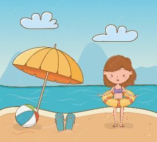 Premium Vector | Young girl on the beach scene