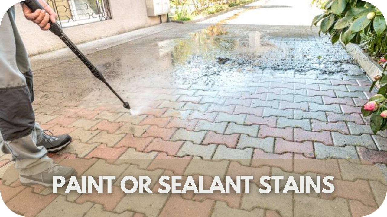 Effectively removing paint or sealant stains from pavers without damage.