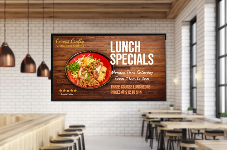 Digital bulletin boards for restaurants and fast-food brands.