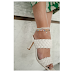 WOMEN WHITE LEATHER STRIPE SANDAL WITH BRACELET