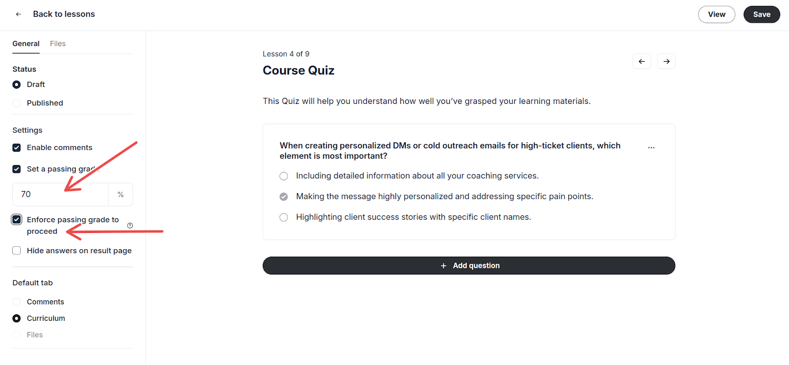 Circle quizz builder