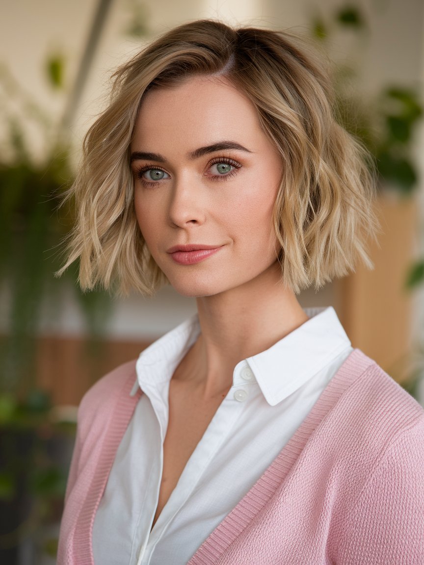 34. Short Wavy Bob