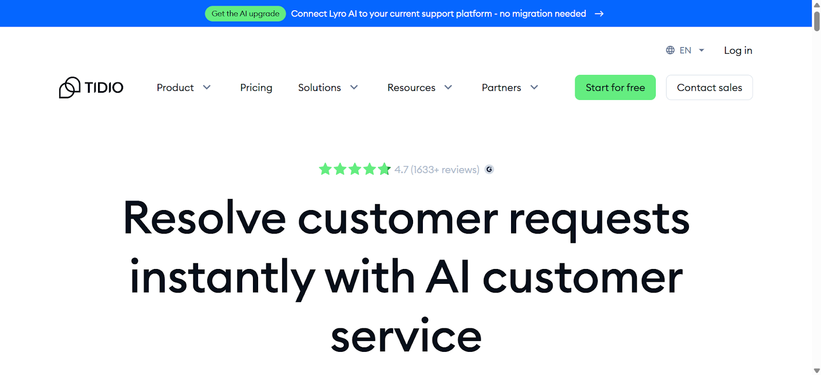 a screenshot of tidio an AI for WordPress Web Design