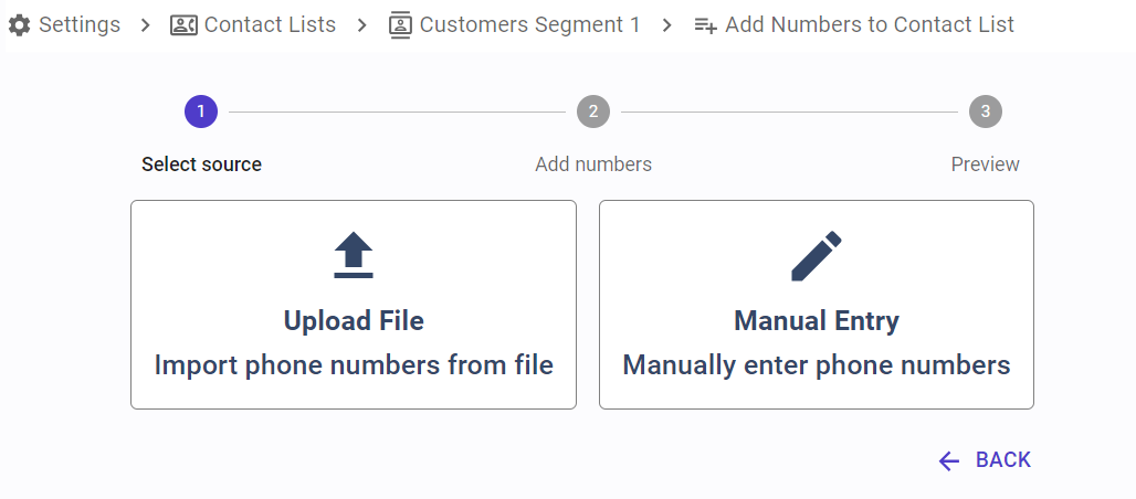 Add numbers to contact list