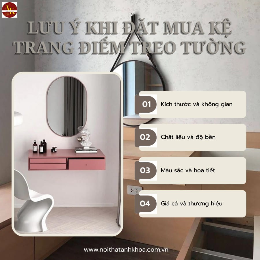 Lưu ý khi đặt mua kệ trang điểm treo tường