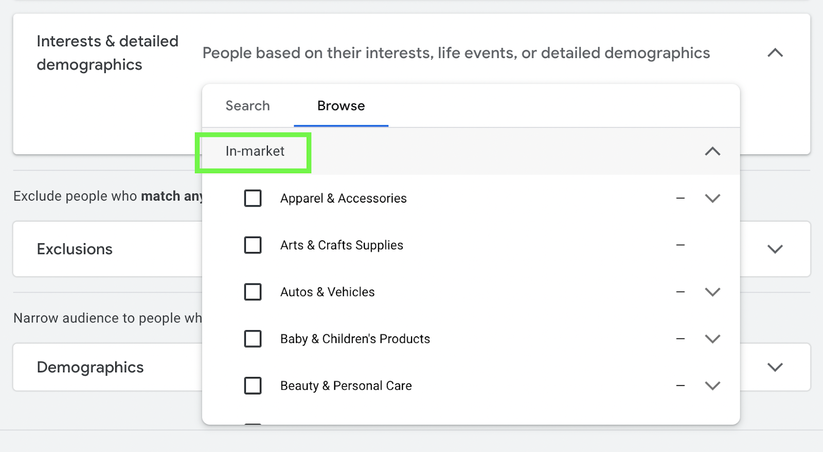 in-market audiences