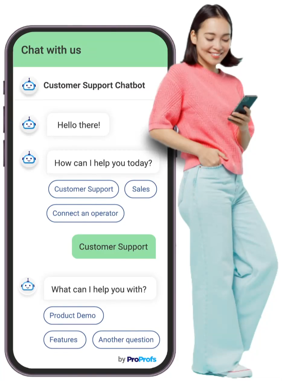 Promotional image of ProProfs's AI chatbot