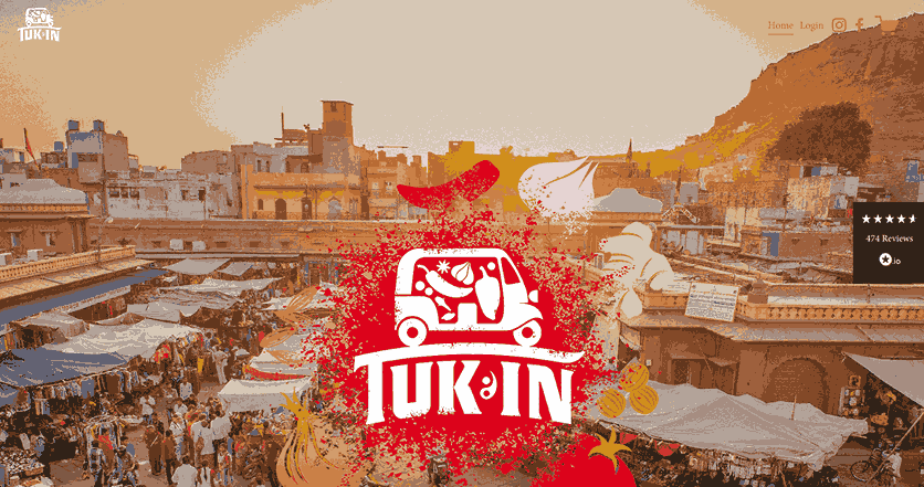 A screenshot of Tuk In homepage 
