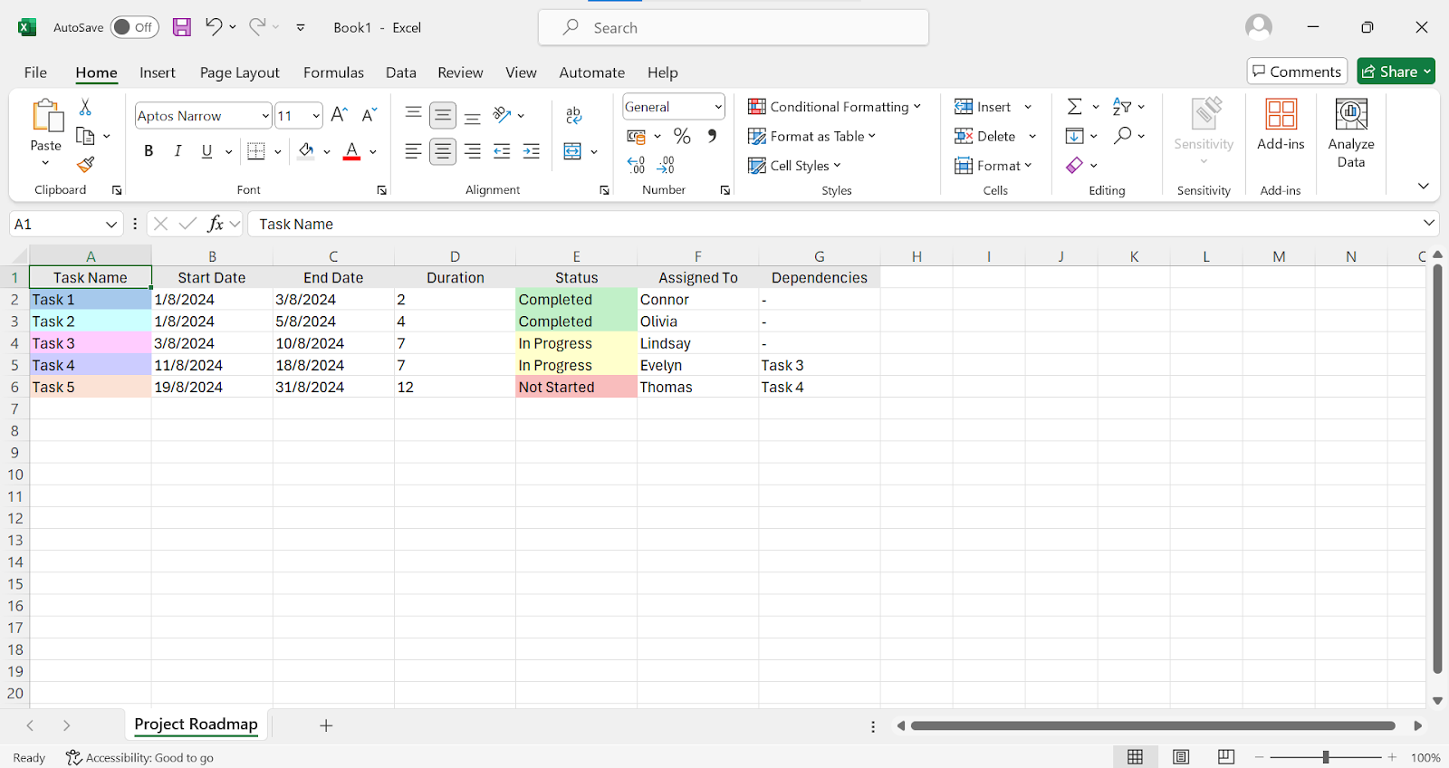 Formatting cells on Excel