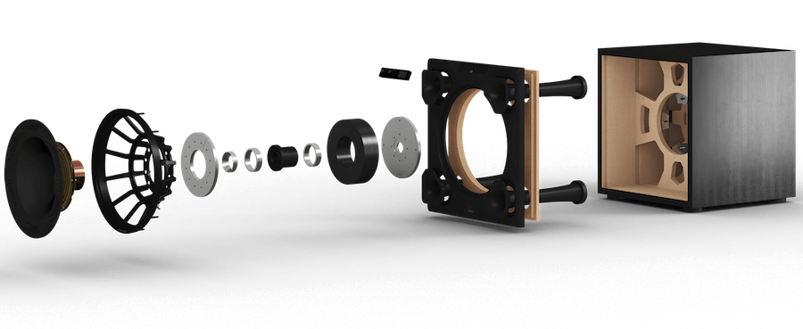 DALI V-16 F subwoofer exploded view.