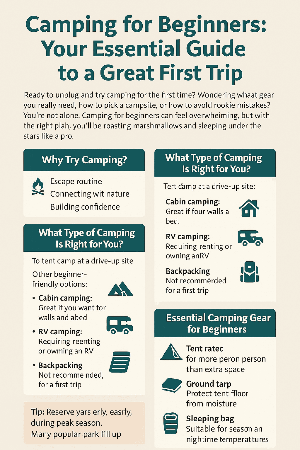 Camping for Beginners: Your Essential Guide to a Great First Trip (Infographics)