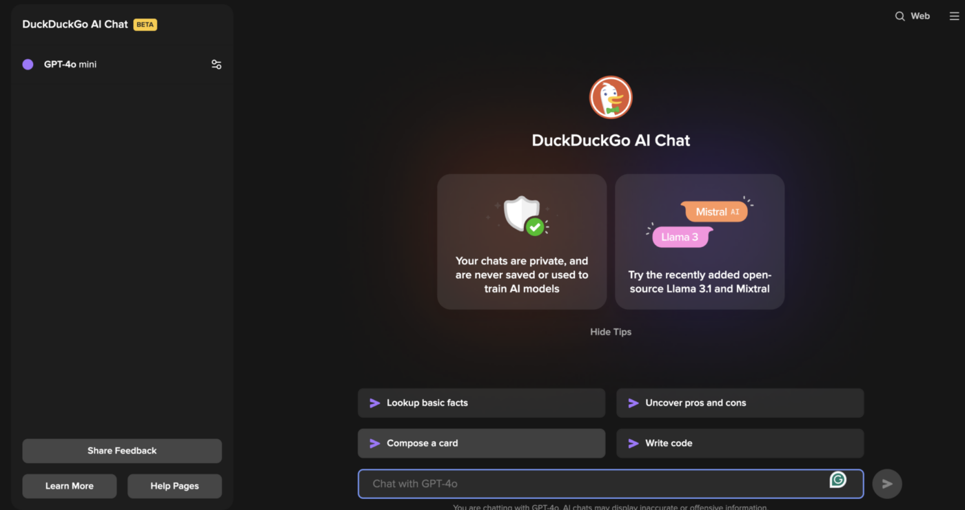 Chat IA de DuckDuckGo