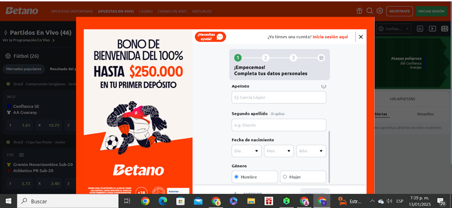 Registrarse Betano