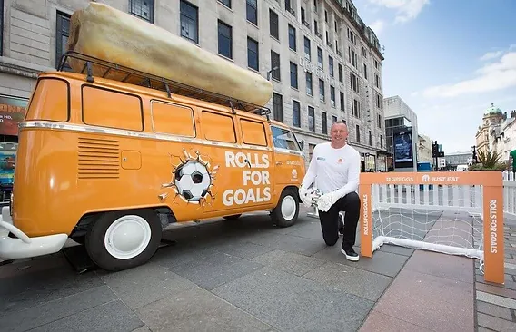 tasty emotive marketing image - Greggs offering free rolls for goals during the Euros.