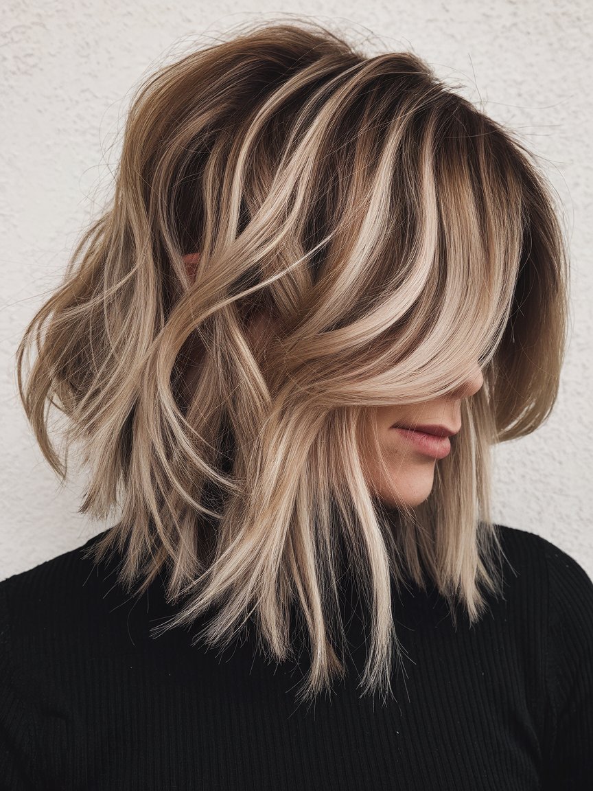 23. Straight Hair Bob with Feathered Layers