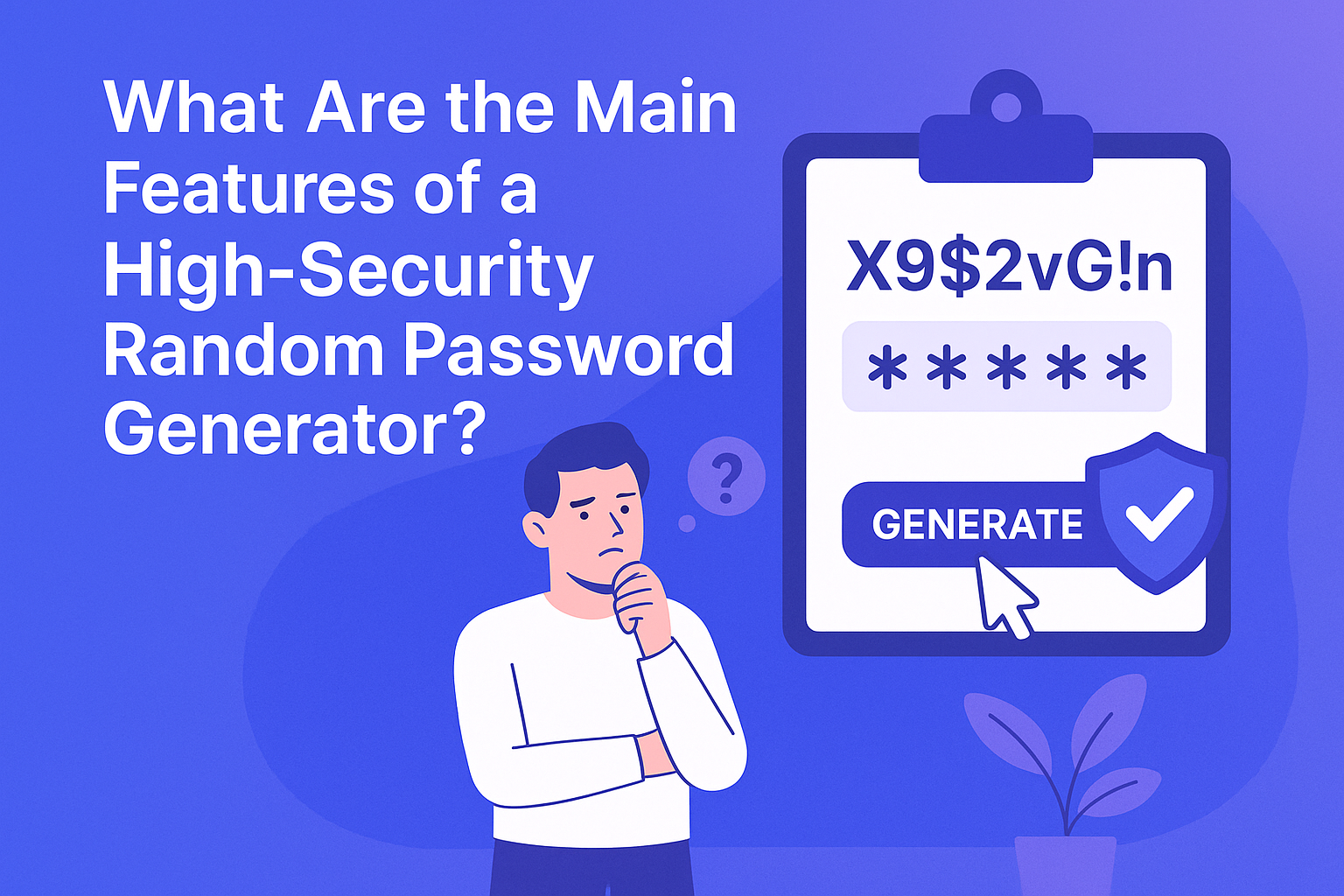 An interface view of a high-security random password generator, featuring customizable options such as password length, character types including uppercase, lowercase, numbers, and special symbols. The screen displays a freshly generated secure password with user controls for copying, regenerating, and enhancing password complexity. The layout is clean and designed for optimal usability, illustrating the key features of a reliable password generation tool.
