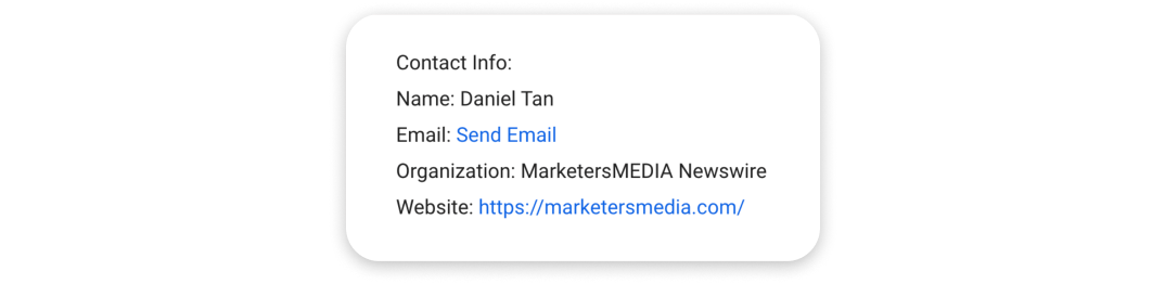 A example of a press release contact information.