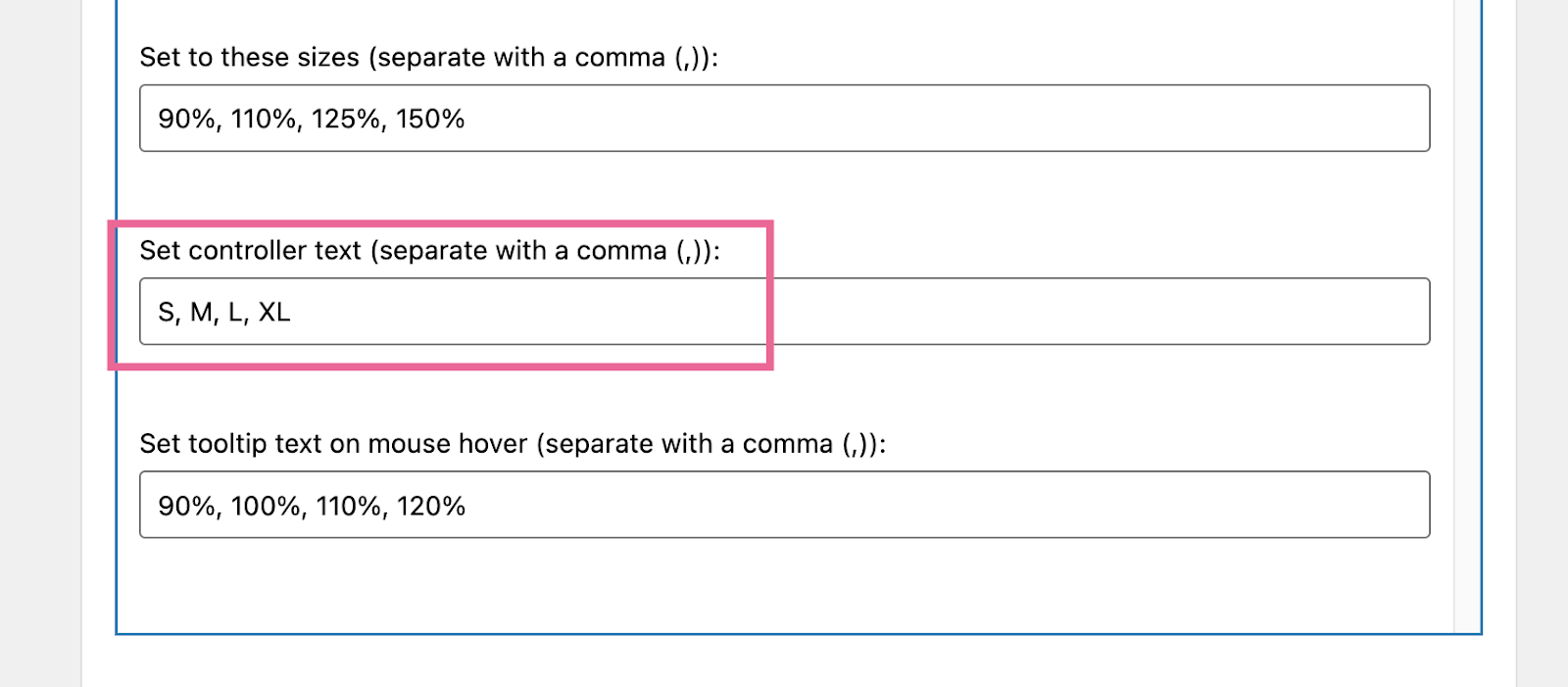 Editando el widget "Accessibility Widget" en WordPress. El usuario está editando el texto que verán los usuarios al utilizar la función de redimensionamiento de fuente