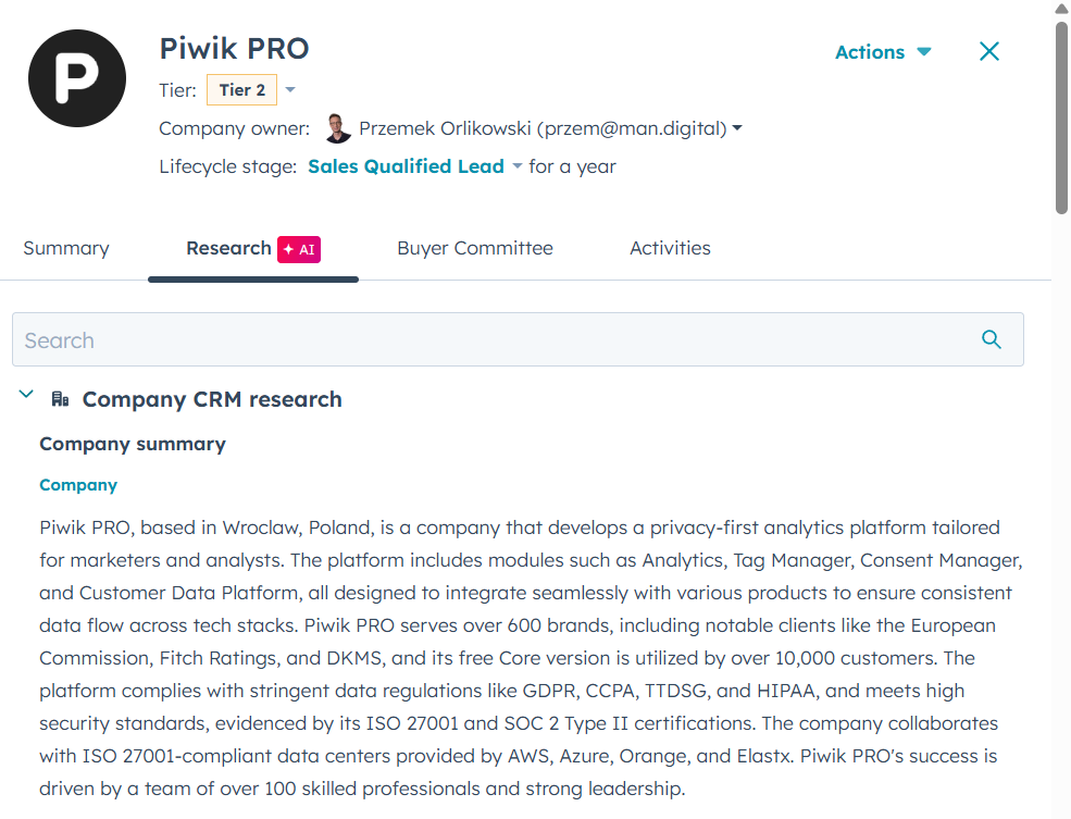 Company Summary with Breeze AI research