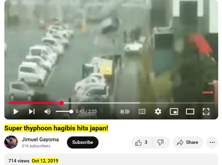 Super Typhoon Hagibis hitting Japan