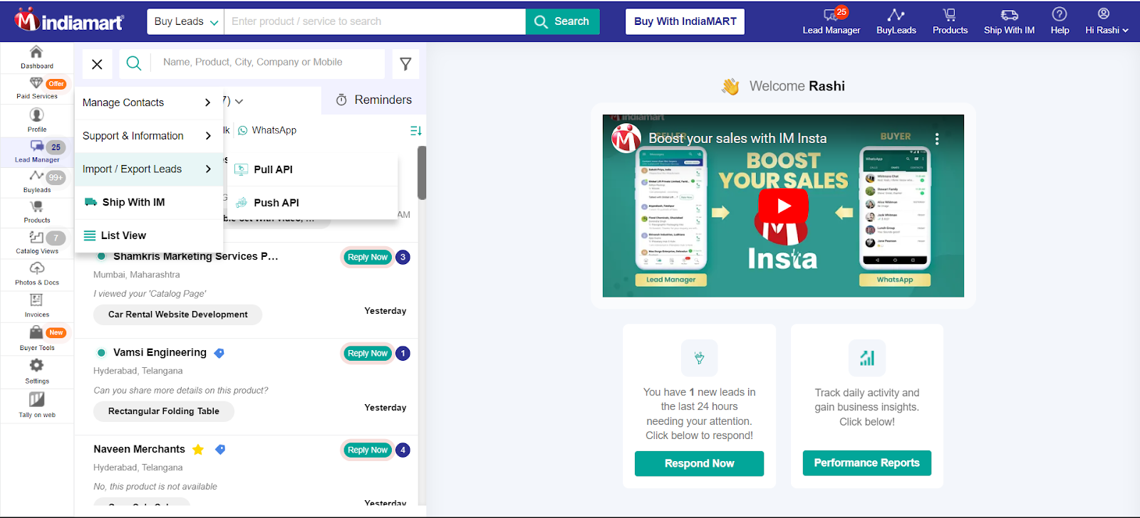 Select IM Leads PUSH API