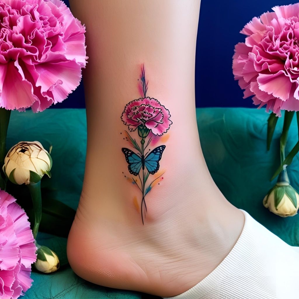 Carnation and Butterfly Tattoo
