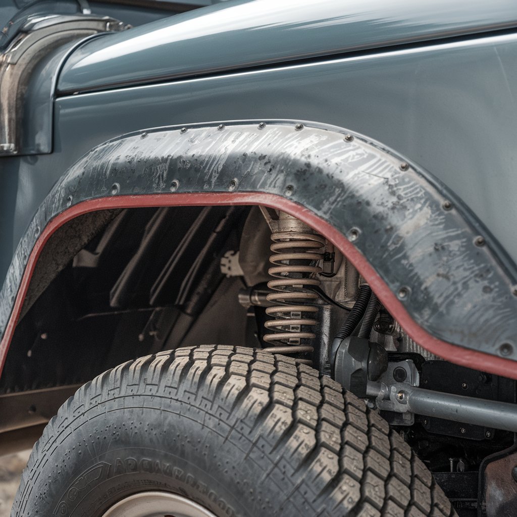 Detailed view of a car’s inner fender