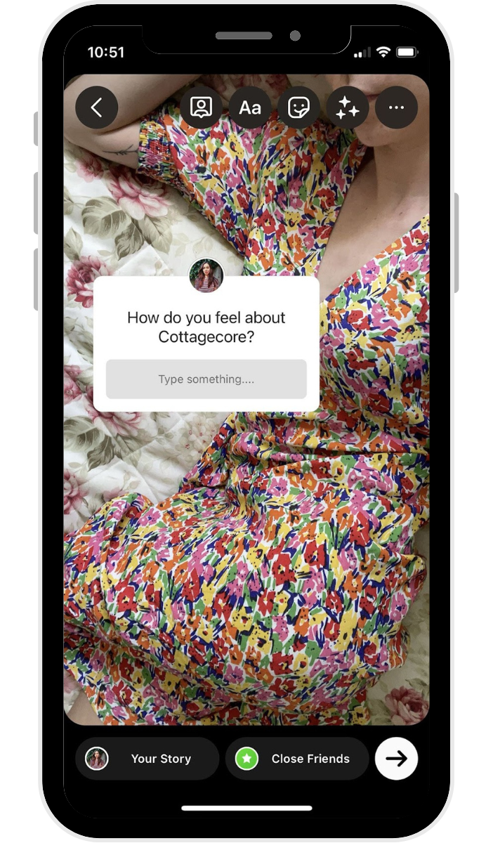 Instagram Story created with the question sticker