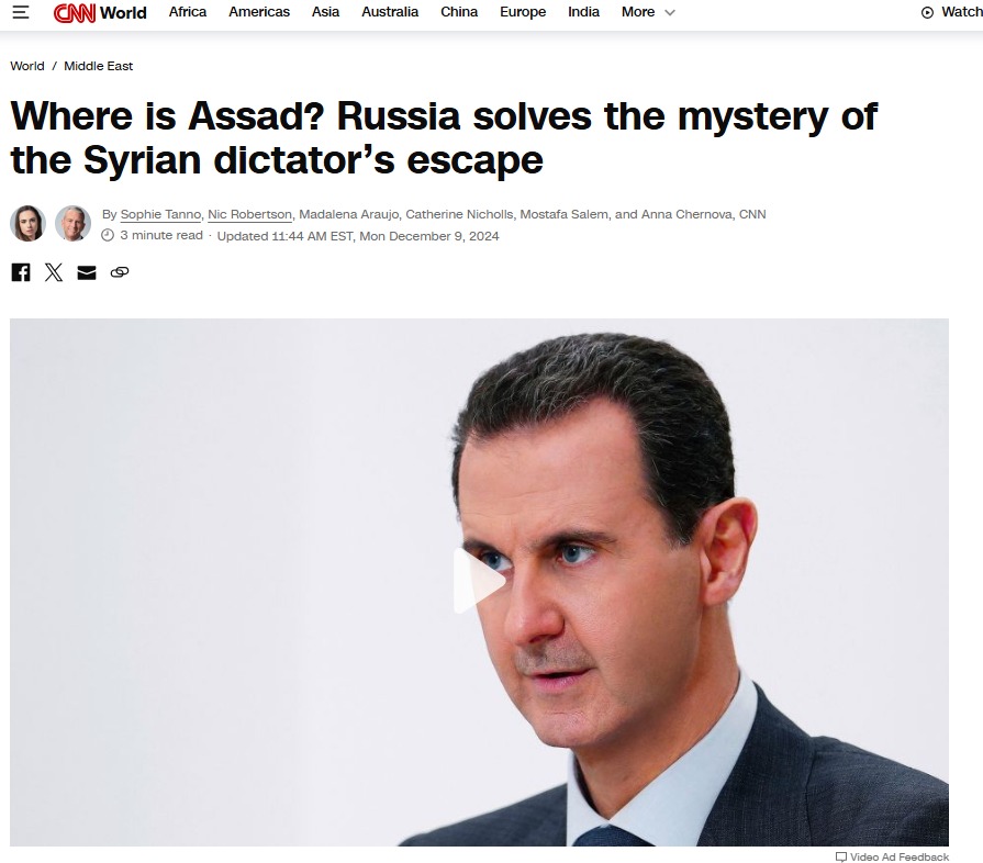 Bashar Al-Assad Flees Syria After Regime Is Toppled