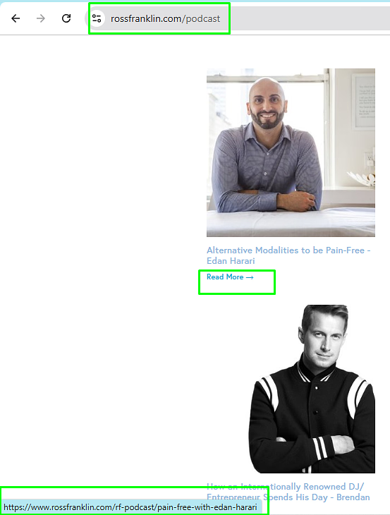 /podcast and /rf-podcast linking to each other, but there should only be one.