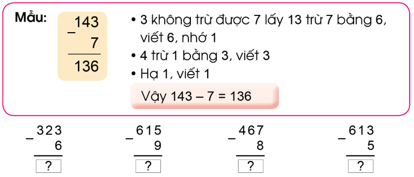 BÀI 83. PHÉP TRỪ( CÓ NHỚ) TRONG PHẠM VI 1000