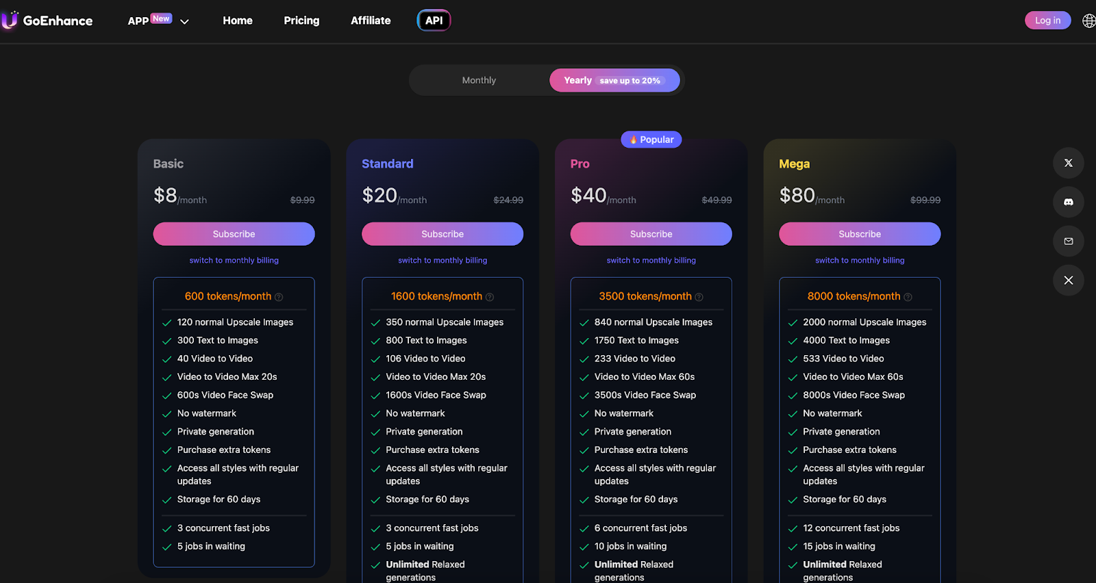 GoEnhance AI pricing