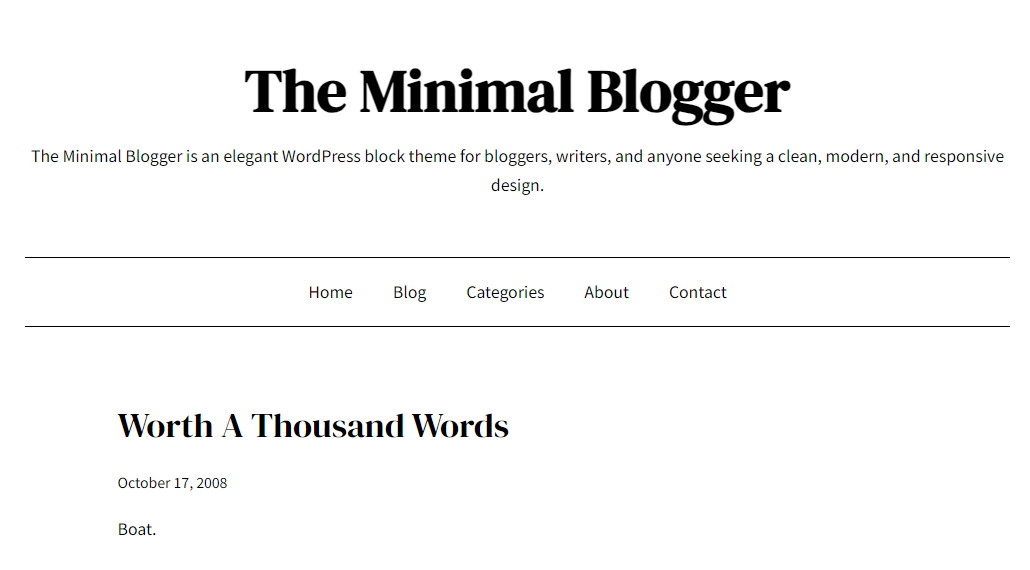 The Minimal Blogger minimalist blog template