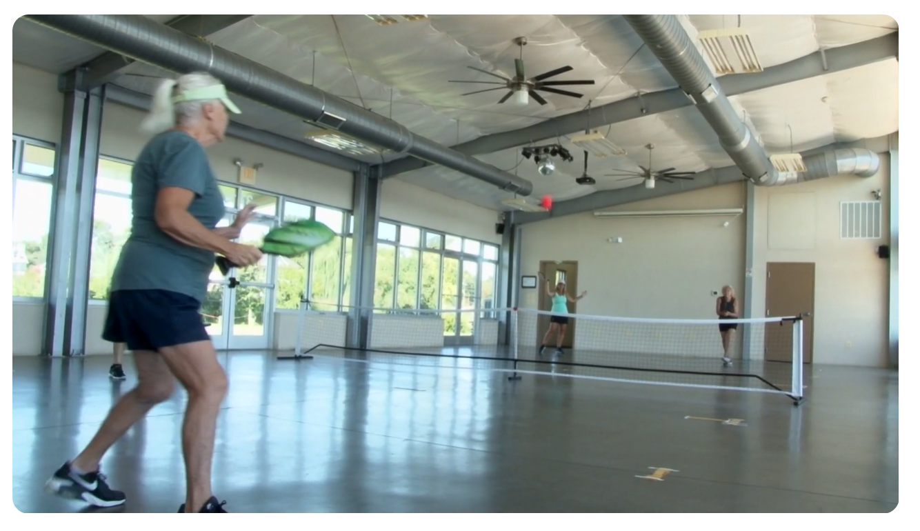 A pickleball court inside the Selby on the Bay community center. 