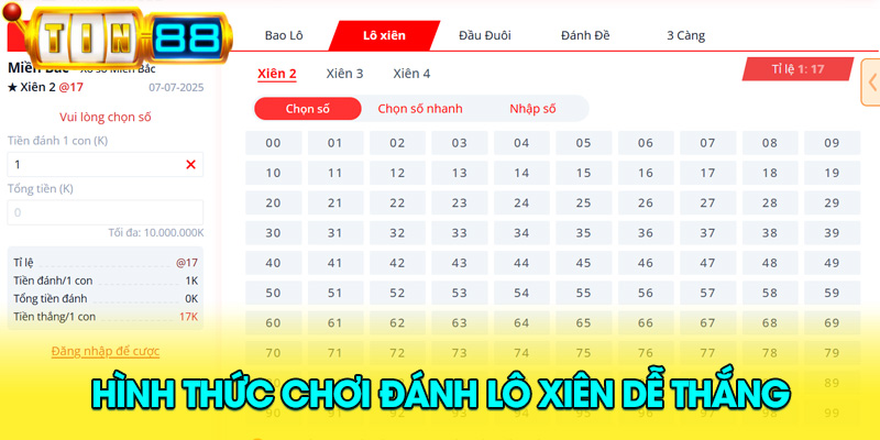 giải thích lô xiên là gì và cách tính tiền chi tiết tại Tin88