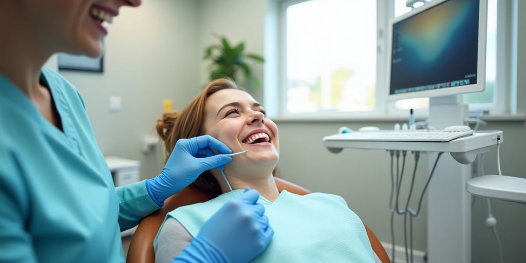 Smiling dentist in modern Ajax dental office.