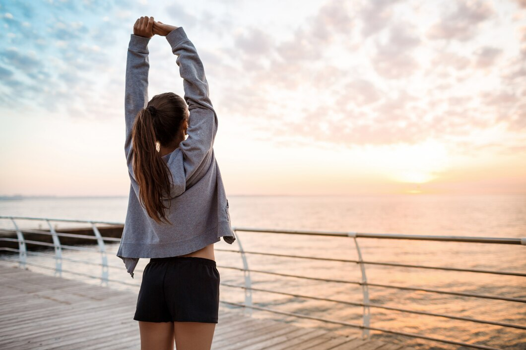 women stretching