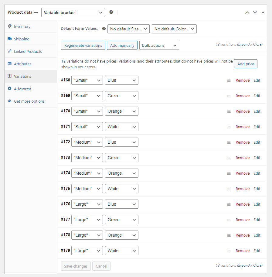 variations for WooCommerce Variable Pricing