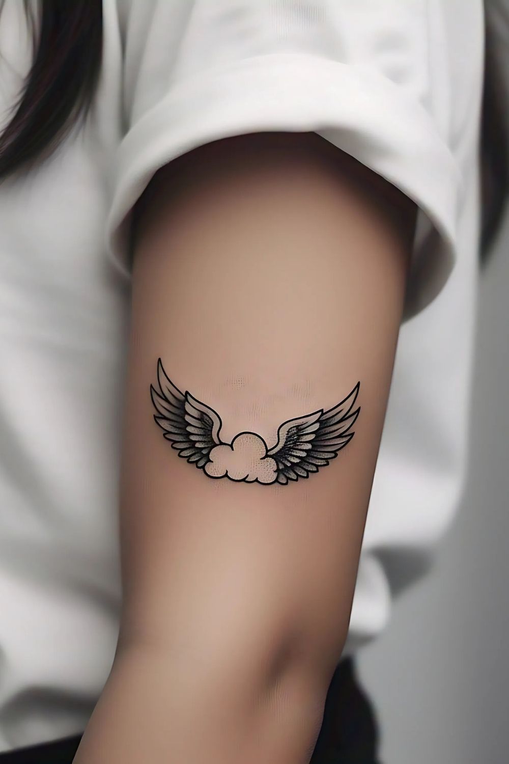 Cloud Tattoo with Angel Wings Forearm