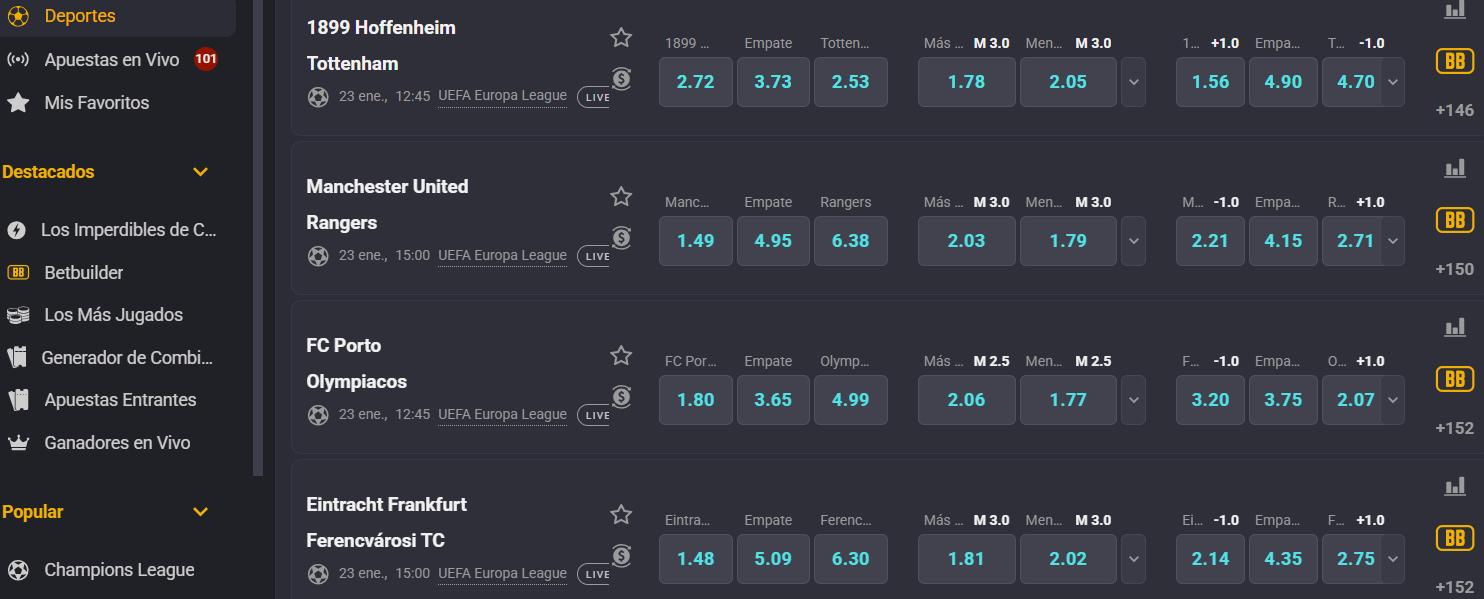 mercados deportivos en Coolbet