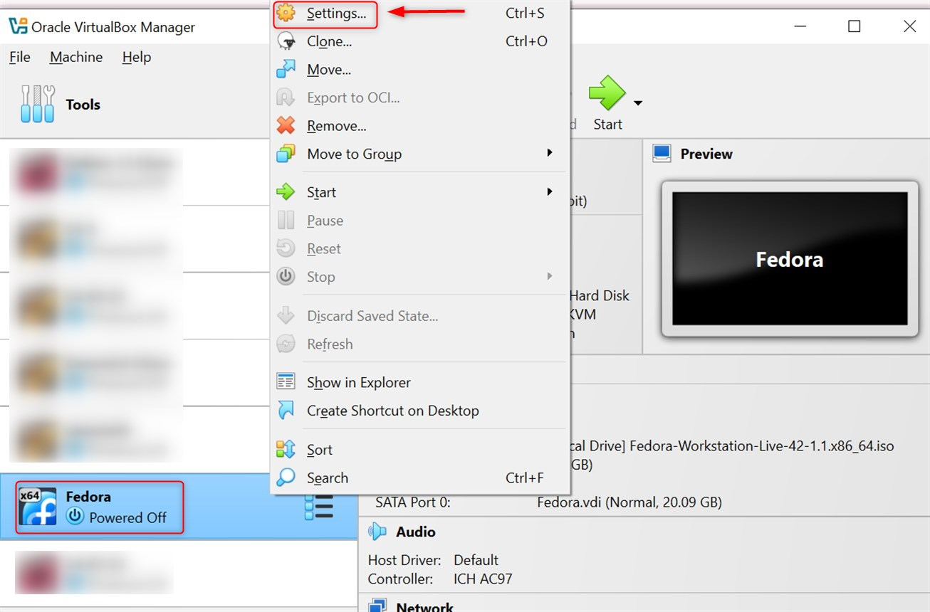 system settings