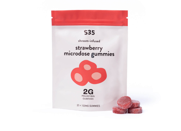 S35 Shroom-infused strawberry Microdose gummies pack