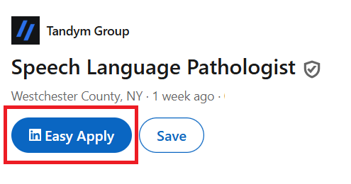 Red box over the easy apply button on LinkedIn