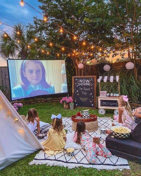 outdoor movie night birthday party
