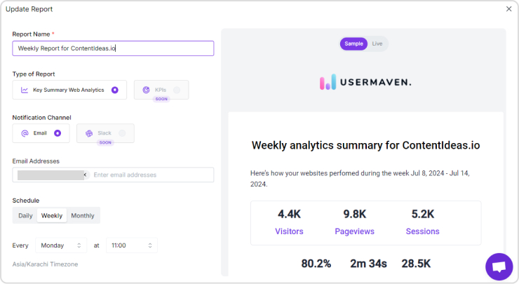 Quickly create website analytics reports