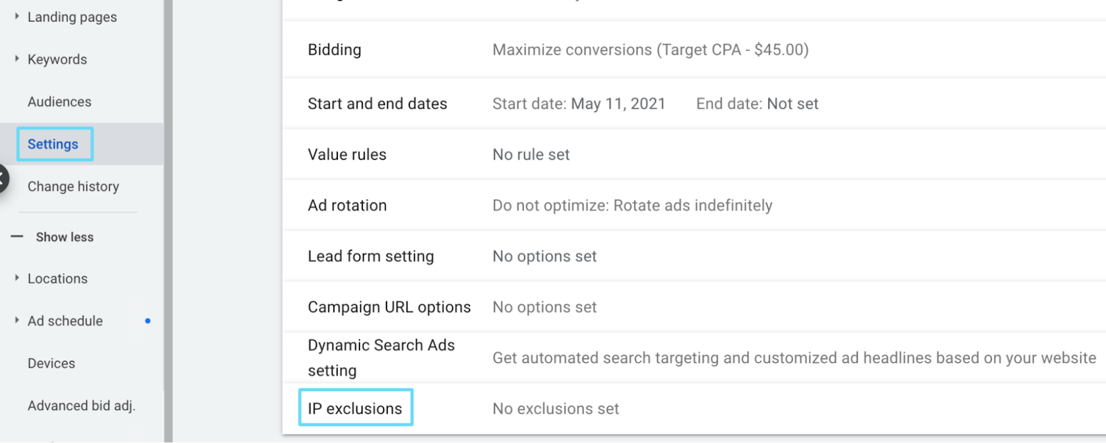 Google Ads IP exclusions